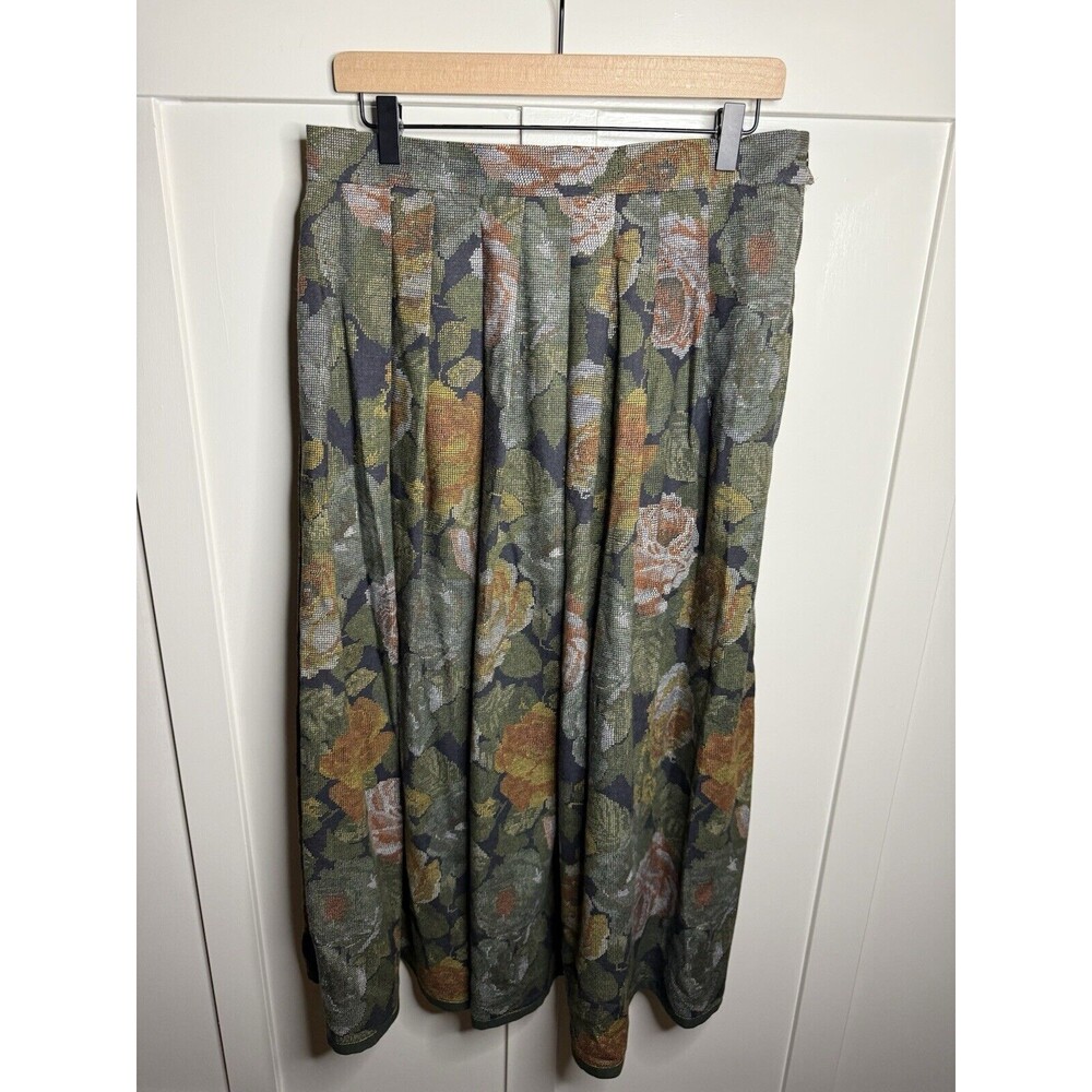 HELENE STRABER VTG Floral Tapestry Pattern Long Skirt